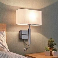 Lucande Fabric wall light Jettka with reading arm