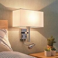 Lucande Reading arm wall light Pelto with two switches