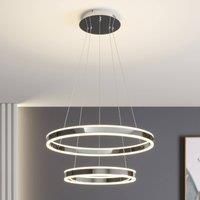 Lucande Lyani LED pendant lamp, two rings, vertical