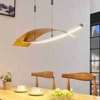 Lucande Marija LED hanging light, horizontal panel, gold