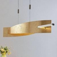 Lucande LED hanging light Marija, vertical panel, gold