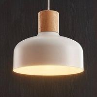 Lindby Hanging light Carlise with a wooden element