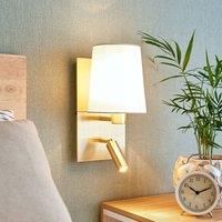 Lindby Aiden wall light, LED reading light, white, brass