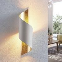 Lindby Vanni metal wall light, twisted, white and gold