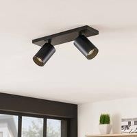 Arcchio Ceiling Light /'Brinja/' dimmable (Modern) in Black Made of Metal for e.g. Hallway (2 Light Sources, GU10) from floodlight, Spotlight