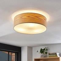 Lindby Dominic wooden ceiling light with a round shape