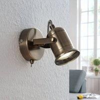 Wall Light /'Anze/' dimmable (Industrial Design) in Gold Made of Metal for e.g. Living Room & Dining Room (1 Light Source, GU10) from Lindby | Wall Lighting, Wall lamp