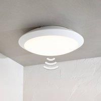 Lindby Naira LED outdoor ceiling lamp, white, with sensor
