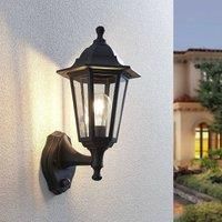 Outdoor Wall Light /'Nane/' dimmable with Motion Detector (Antique, Vintage) in Black (1 Light Source, E27) from Lindby | Wall lamp for Exterior/Interior Walls, House, Terrace und