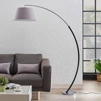 Evelyna arc floor lamp with a fabric lampshade