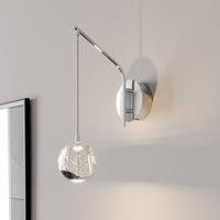 Lucande Hayley LED wall lamp with a hanging globe, chrome