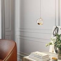 Lucande Hayley LED pendant lamp glass globe, 1-bulb, gold