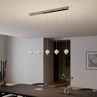 Hayley LED pendant lamp, 5-bulb, linear, chrome