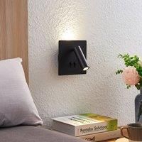 Lucande Magya LED wall light black 2-bulb, square