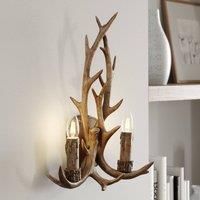 Lindby Fibi wall light, antlers, brown