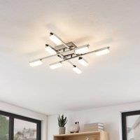 Lindby Mally LED ceiling light in chrome, 8-bulb