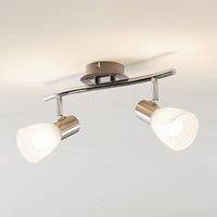 ELC Ceiling Light /'Kamiran/' dimmable (Modern) in Silver Made of Glass for e.g. Living Room & Dining Room (2 Light Sources, E14) from floodlight, Spotlight