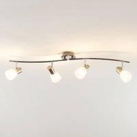 ELC Ceiling Light /'Kamiran/' dimmable (Modern) in Silver Made of Glass for e.g. Living Room & Dining Room (4 Light Sources, E14) from floodlight, Spotlight