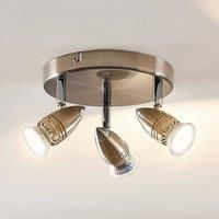 LED Ceiling Light /'Kalean/' dimmable (Modern) in Silver Made of Metal for e.g. Living Room & Dining Room (3 Light Sources, GU10) from ELC | floodlight, Spotlight