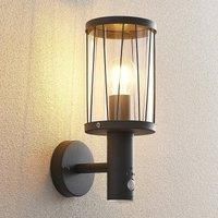 Outdoor Wall Light /'Yonan/' with Motion Detector (Modern) in Black Made of Stainless Steel (1 Light Source, E27) from Lindby | Wall lamp for Exterior/Interior Walls, House, Terrace und Balcony