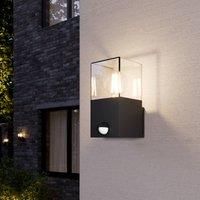 Lucande Outdoor Wall Light /'Keke/' dimmable with Motion Detector (Modern) in Black Made of Aluminium (1 Light Source, E27) from Wall lamp for Exterior/Interior Walls, House, Terrace und Balcony