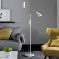 Lucande Medira floor lamp, two-bulb, white