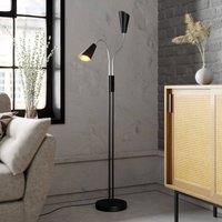 Lucande Medira floor lamp, two-bulb, black