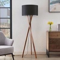 Lucande Auriane tripod floor lamp, black fabric