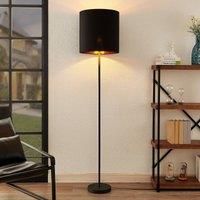 Lindby Nymar floor lamp, fabric, black gold