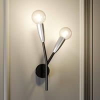 Lucande Carlea wall lamp, 2-bulb, black and nickel