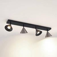Lucande Kartio ceiling lamp 4-bulb tiltable nickel