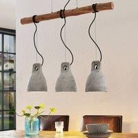Lindby Grima hanging light made of concrete 3-bulb