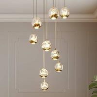 Lucande Hayley LED hanging lamp, 9-bulb, gold