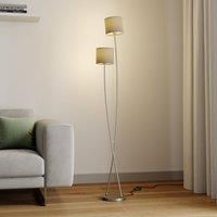 Lucande Juljana floor lamp, 2-bulb, fabric lampshades