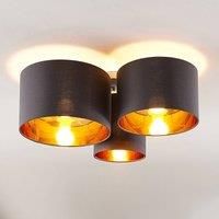 Lindby Laurenz ceiling lamp 3-bulb, grey and gold