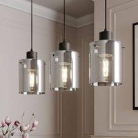 Lindby Kourtney hanging light, glass lampshade, 3-bulb
