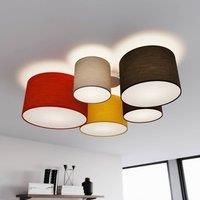 Lindby Laurenz ceiling lamp 5-bulb 90 cm red/yellow