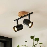 LED Ceiling Light /'Xiomara/' dimmable (Modern) in Black Made of Metal for e.g. Living Room & Dining Room (2 Light Sources, GU10) from Lindby | floodlight, Spotlight