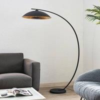 Lindby Emilienne arc floor lamp, black and gold