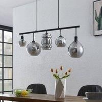 Lindby Mateno glass hanging light, 5-bulb, grey
