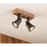 Lindby Ceiling Light /'Grandesa/' dimmable (Vintage, Antique) in Brown Made of Wood for e.g. Living Room & Dining Room (2 Light Sources, GU10) from floodlight, Spotlight