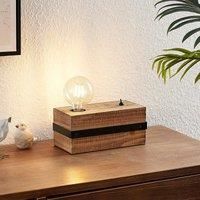 Lindby Table Lamp /'Sverina/' in Brown Made of Wood for e.g. Living Room & Dining Room (1 Light Source, E27) from Bedside Table lamp, Night Light