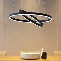 Arcchio Albiona LED hanging light, black, 2 rings