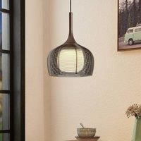 Lucande Tetira hanging lamp, 1-bulb, 30 cm brown