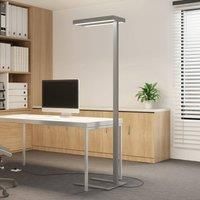 Floor Lamp /'Bertram/' (incl. Touch dimmer) dimmable with Motion Detector (Modern) in Silver Made of Aluminium for e.g. Office & Workroom (1 Light Source,) from Arcchio | Standard Lamp, Uplighter