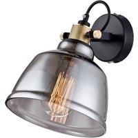 Industrial Wall Light, Indoor, Adjustable arm, Black Metal frame, Grey toned Glass Lamp shade, Contemporary design, Unique and Original, Nordic, rustic, 1 bulb E27 40W not incl