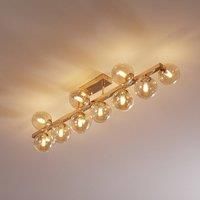 Modern Wall Light, Multi arm, Unusual & Unique, Loft Industrial design, Large, Metal gold Frame, 13 yellow toned glass lampshades, 13 lights G9 28W 220-240V, bulbs not included
