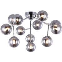 Dallas Metal Chrome 12 Light Smoke Diffuser Contemporary Chandelier