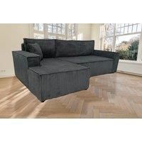 Beliani Left Hand Fabric Corner Sofa Bed with Storage Grey NESNA