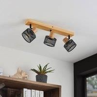 Lindby Ceiling Light /'Evinora/' dimmable (Modern) in Brown Made of Wood for e.g. Living Room & Dining Room (3 Light Sources, E14) from floodlight, Spotlight